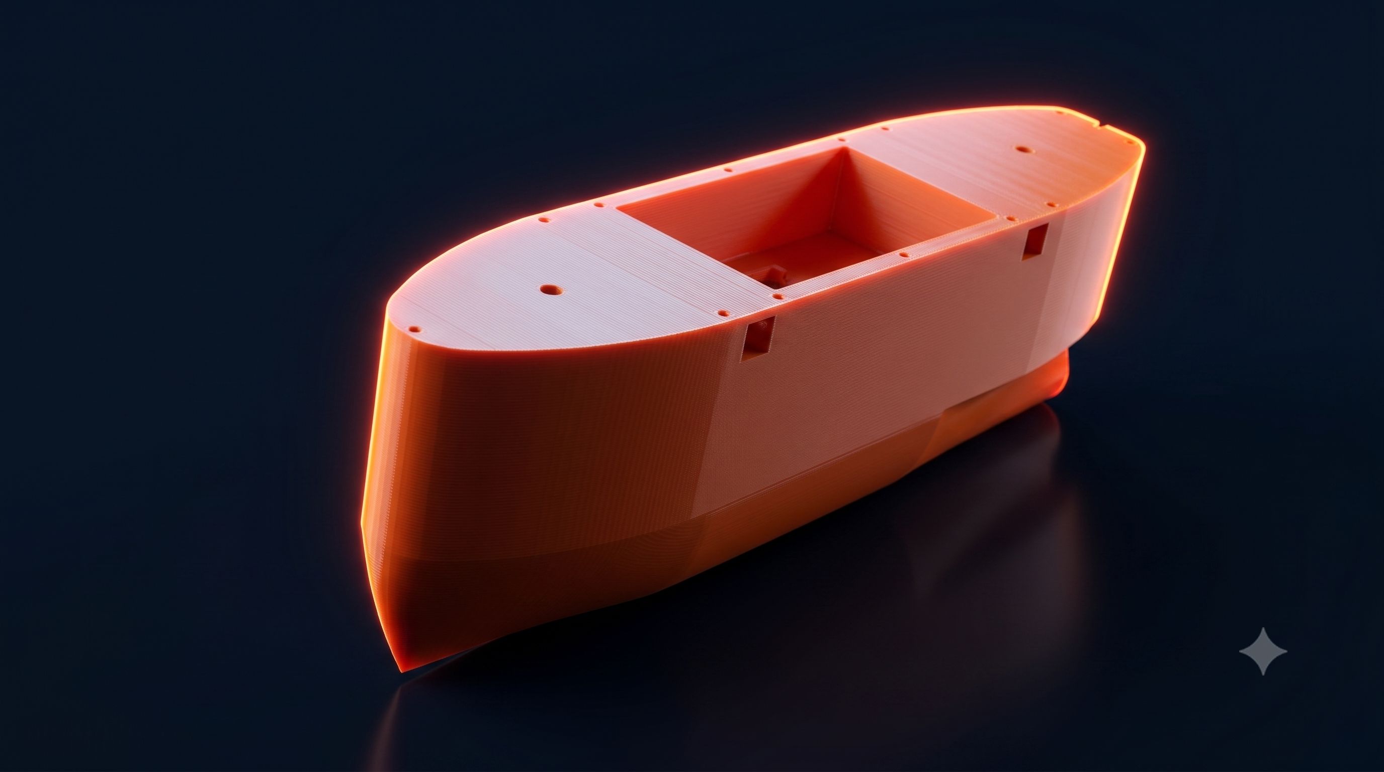 3D Printed Orange USV Pontoon